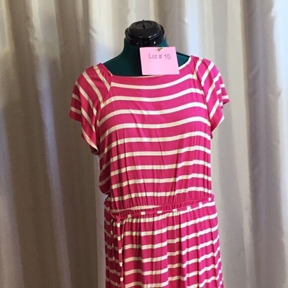 NWOT Lightweight pink & cream striped dress with belt in PXL any SILVERWEAR - Picture 3 of 13